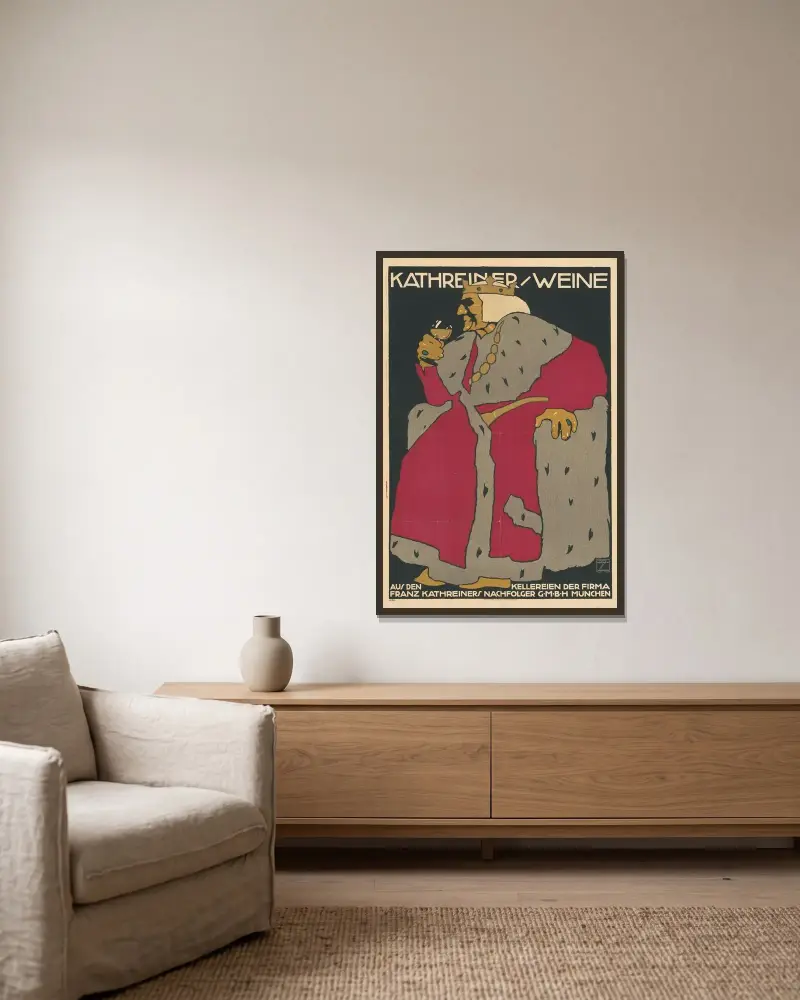 Kathreiner Weine von Ludwig Hohlwein gerahmt an einer Wand