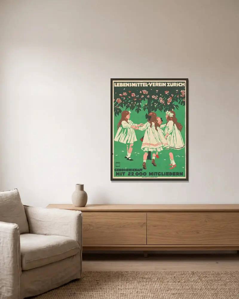 Lebensmittel-Verein Zürich von Ludwig Hohlwein gerahmt an einer Wand