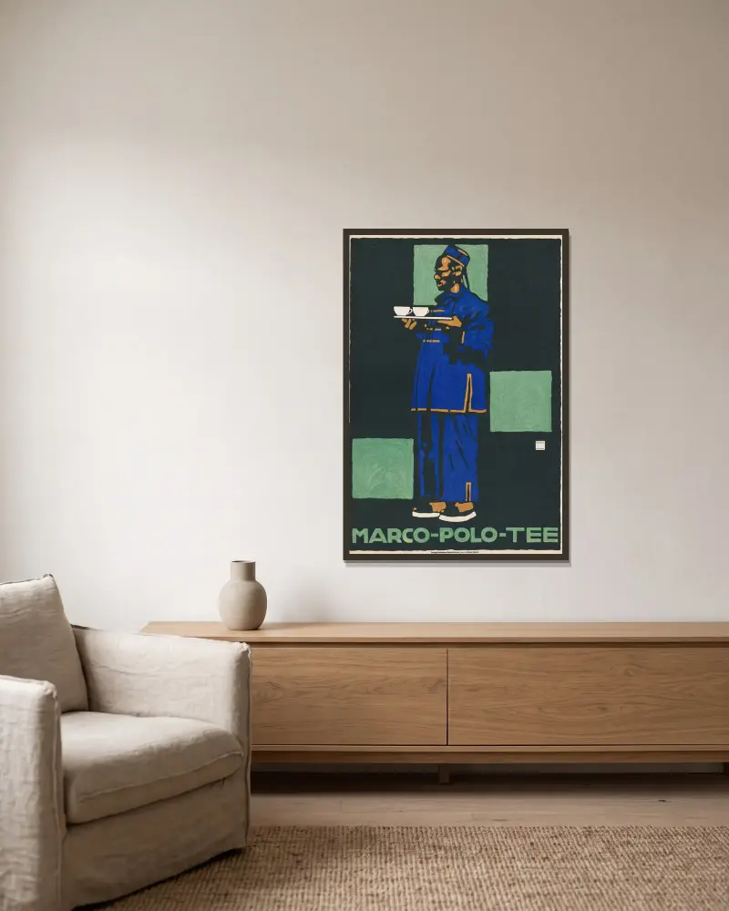 Marco-Polo-Tee von Ludwig Hohlwein gerahmt an einer Wand