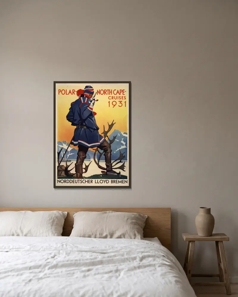 Polar- North Cape cruises 1931 von Ludwig Hohlwein gerahmt an einer Wand