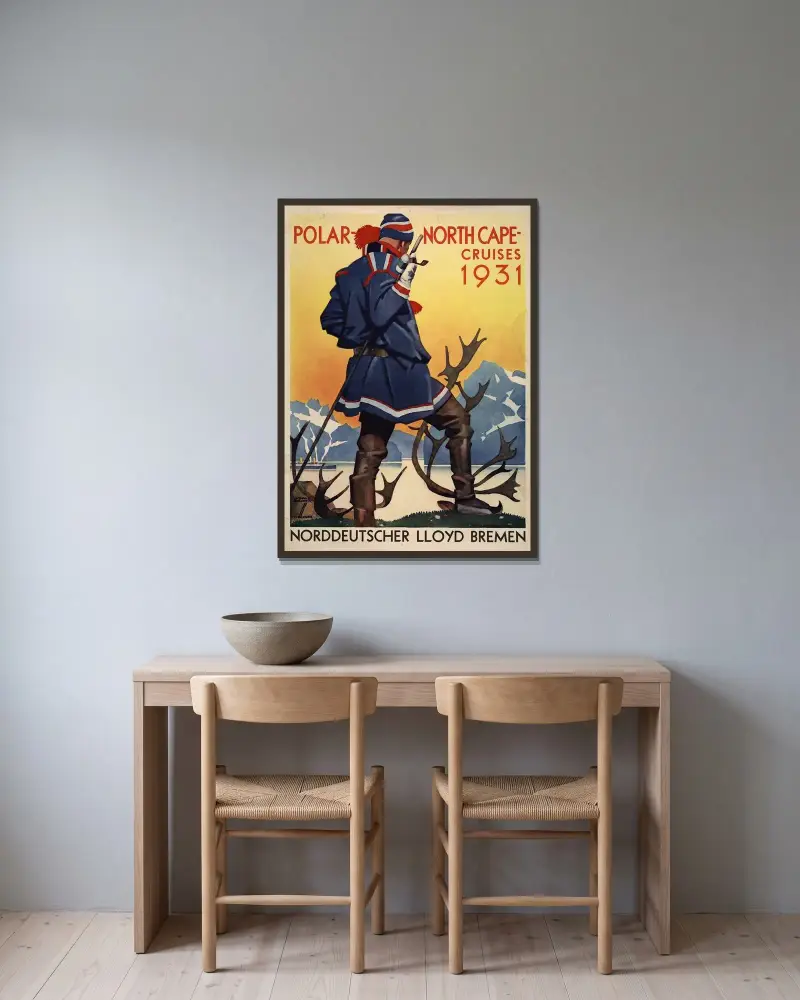 Polar- North Cape cruises 1931 von Ludwig Hohlwein gerahmt an einer Wand