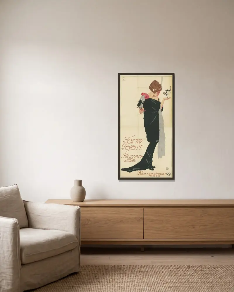 Tanz-Palast Blumen-Säle von Ludwig Hohlwein gerahmt an einer Wand