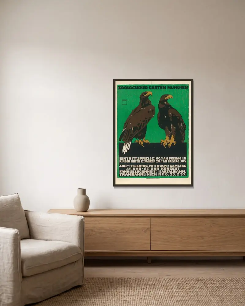 Zoologischer Garten München von Ludwig Hohlwein gerahmt an einer Wand