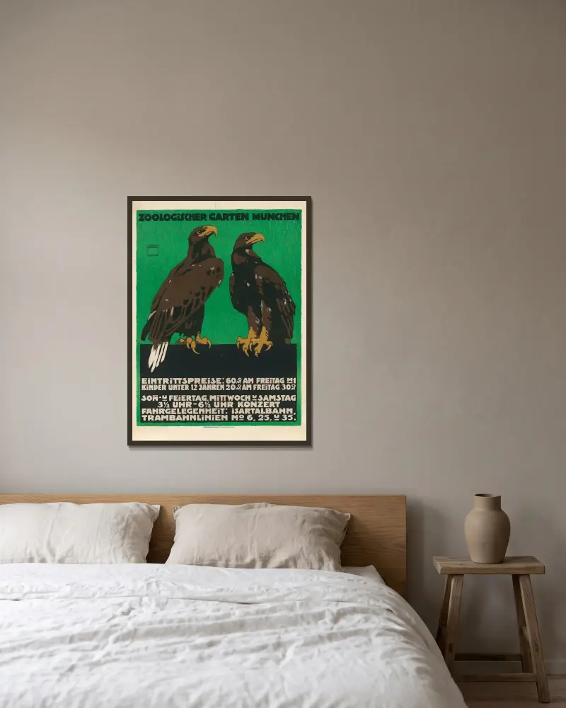 Zoologischer Garten München von Ludwig Hohlwein gerahmt an einer Wand