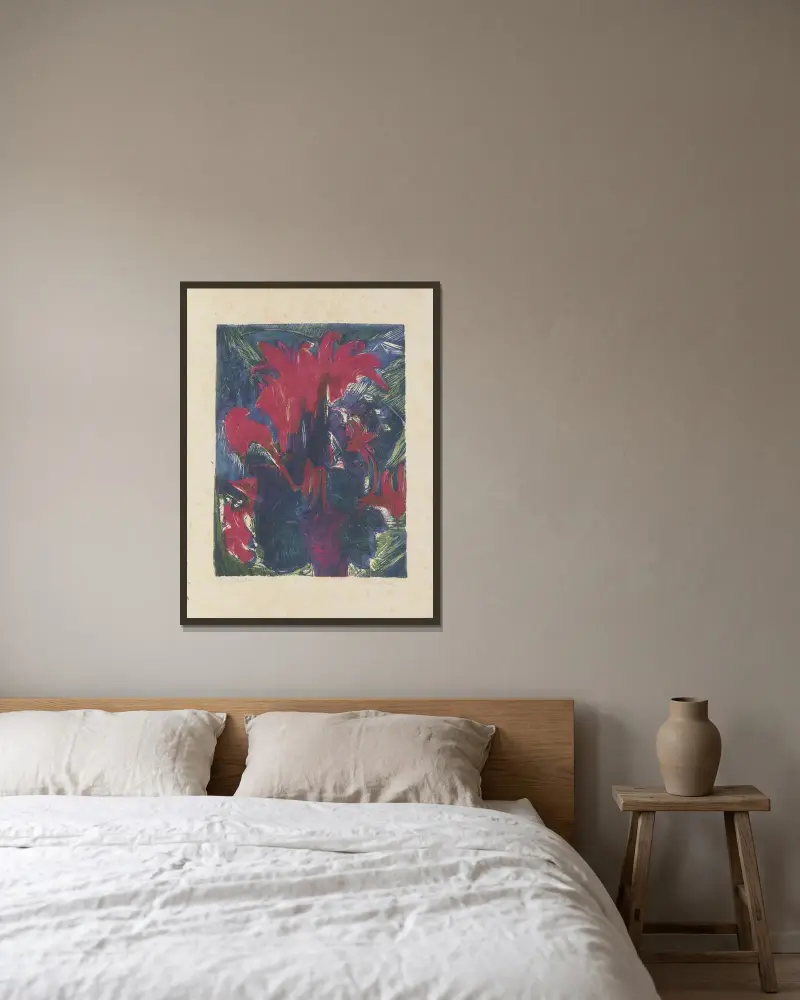 Alpenveilchen (Cyclamen) von Ernst Ludwig Kirchner gerahmt an einer Wand
