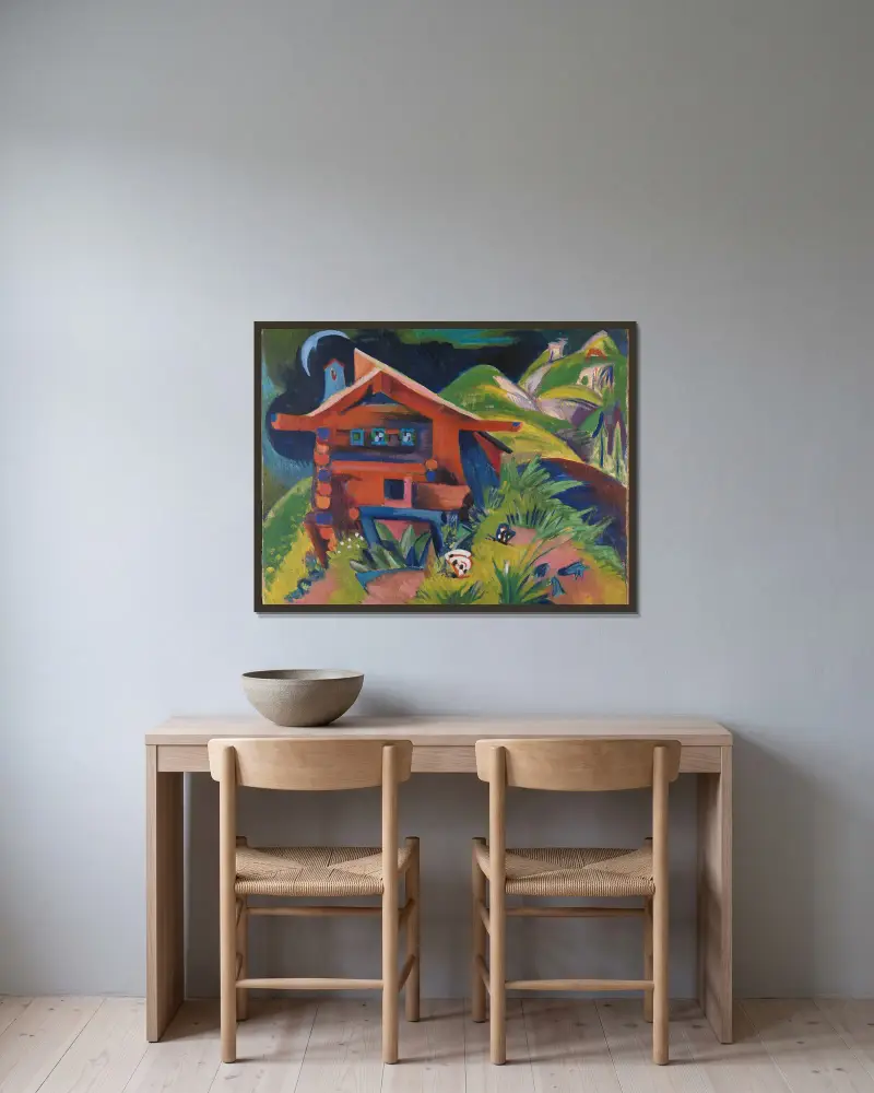 Alphütte, Ernst Ludwig Kirchner v rámu na stěně