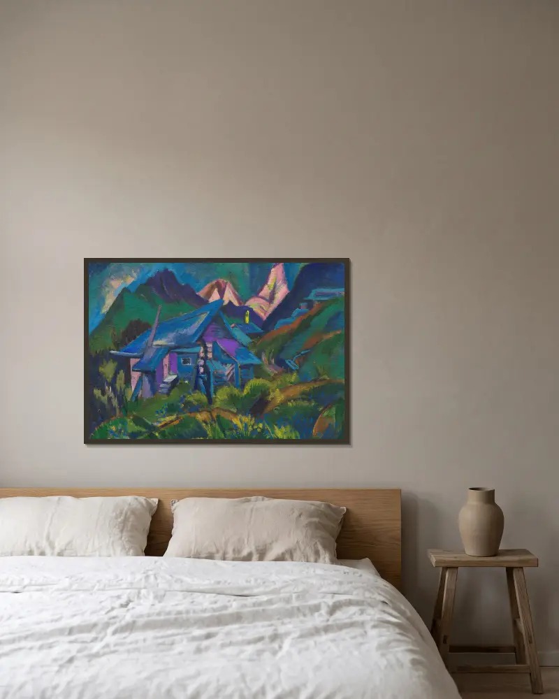 Alphütten und Tinzenhorn av Ernst Ludwig Kirchner inramad på en vägg