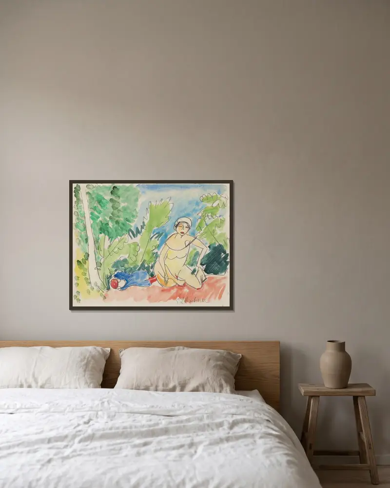 Kąpiący się nad jeziorem, Ernst Ludwig Kirchner w ramie na ścianie