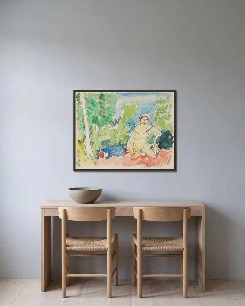 Kąpiący się nad jeziorem, Ernst Ludwig Kirchner w ramie na ścianie