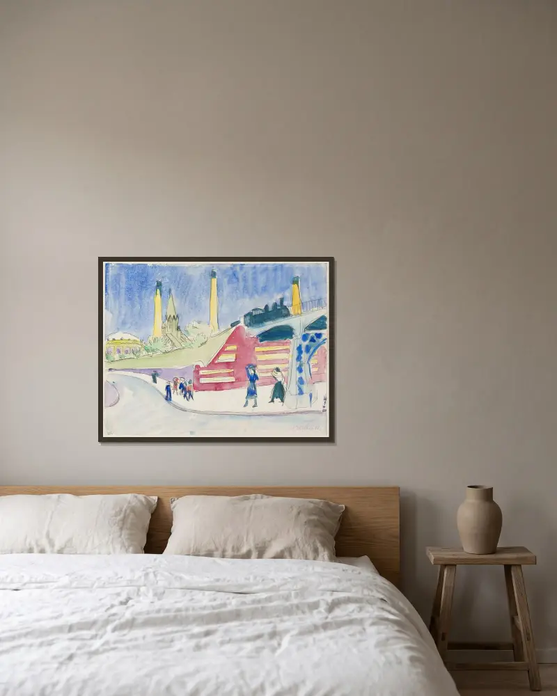 Bahndamm (Järnvägsbank) von Ernst Ludwig Kirchner gerahmt an einer Wand