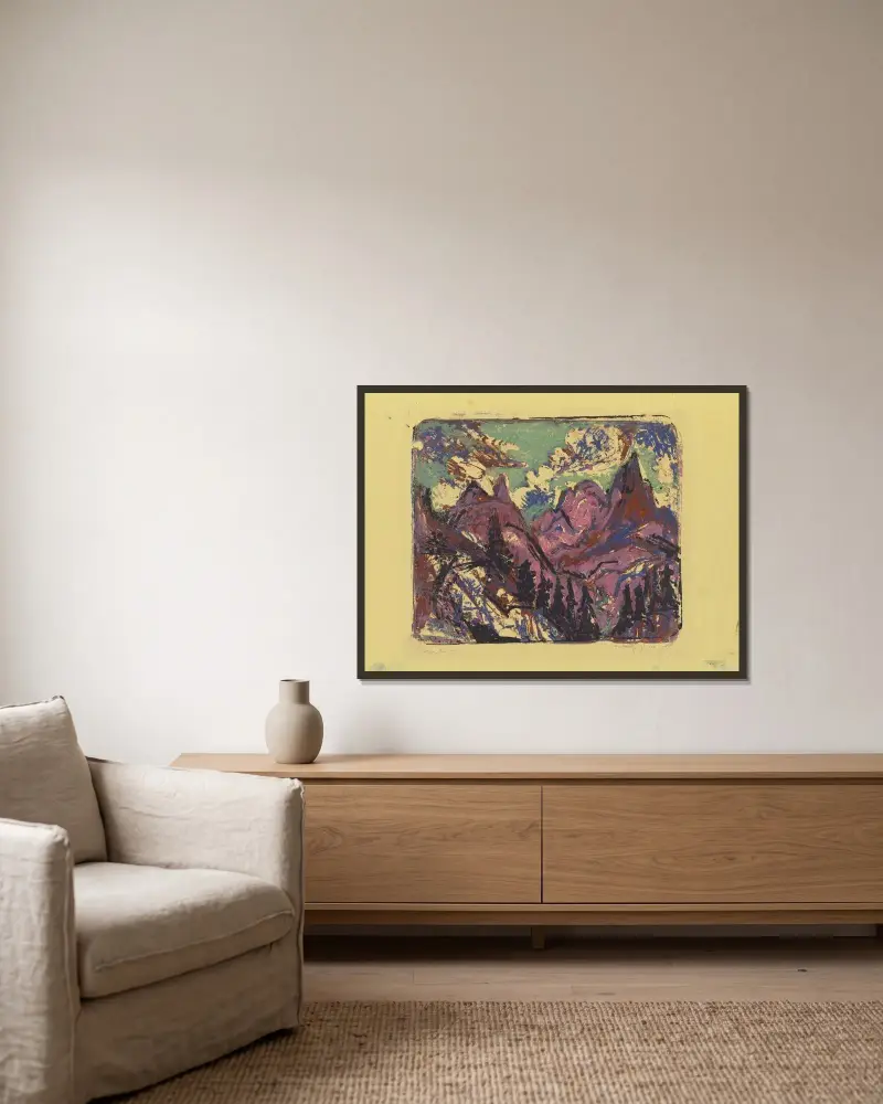 Berge von Ernst Ludwig Kirchner gerahmt an einer Wand
