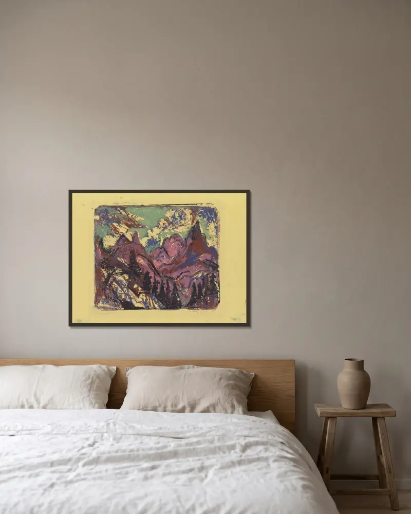 Berge von Ernst Ludwig Kirchner gerahmt an einer Wand
