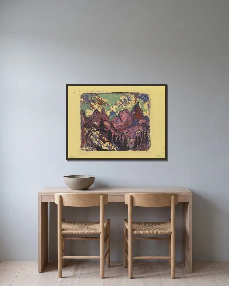 Berge von Ernst Ludwig Kirchner gerahmt an einer Wand