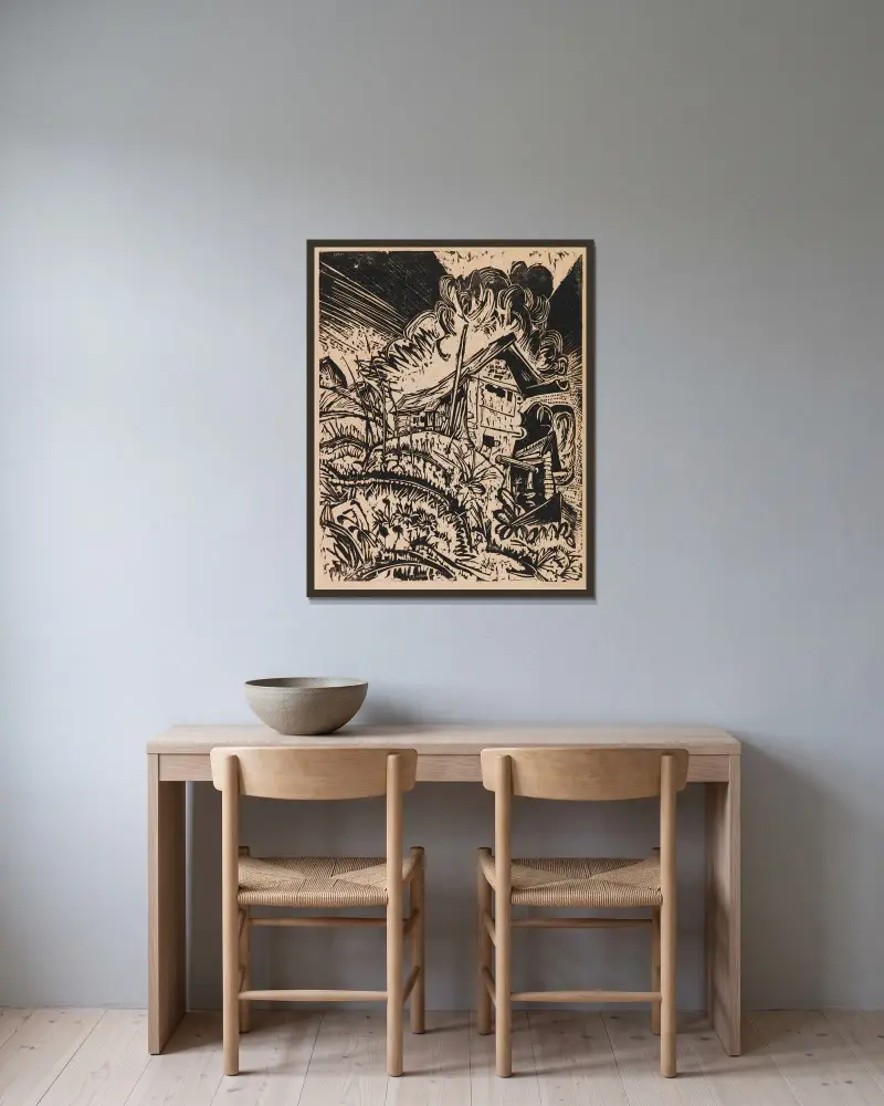 Dom górski z chmurą burzową (Alpejska chatka podczas burzy), Ernst Ludwig Kirchner w ramie na ścianie