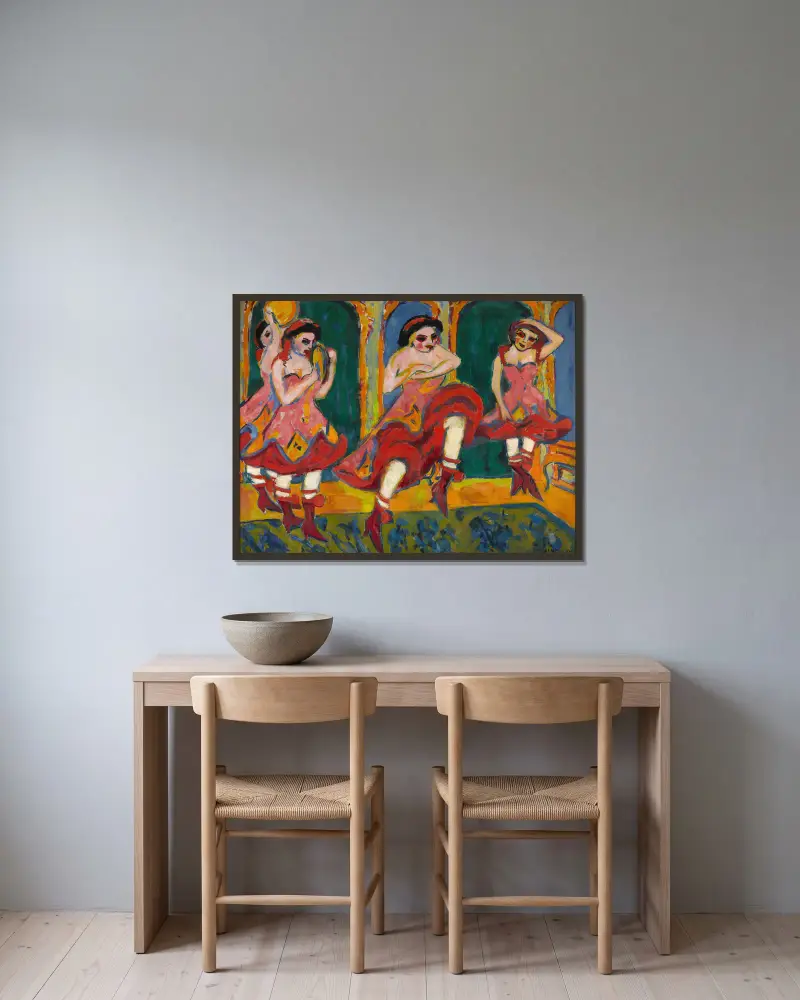 Tschechische Tänzer von Ernst Ludwig Kirchner gerahmt an einer Wand