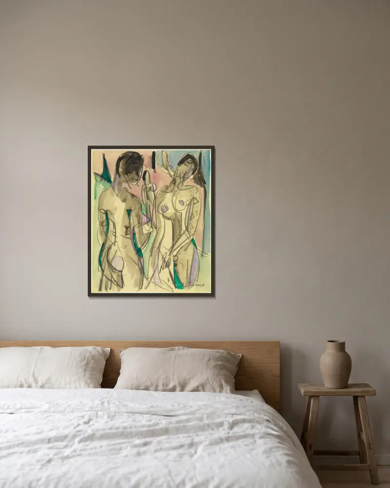 Trzy akty w lesie, 1928, Ernst Ludwig Kirchner w ramie na ścianie