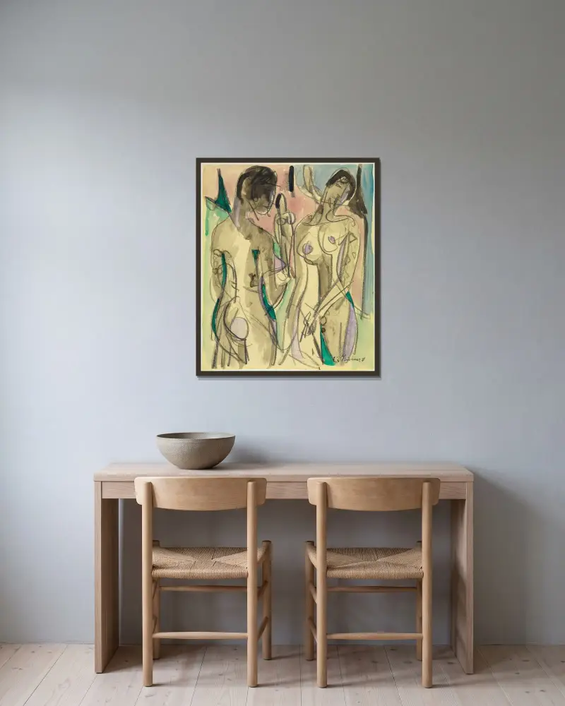 Trzy akty w lesie, 1928, Ernst Ludwig Kirchner w ramie na ścianie