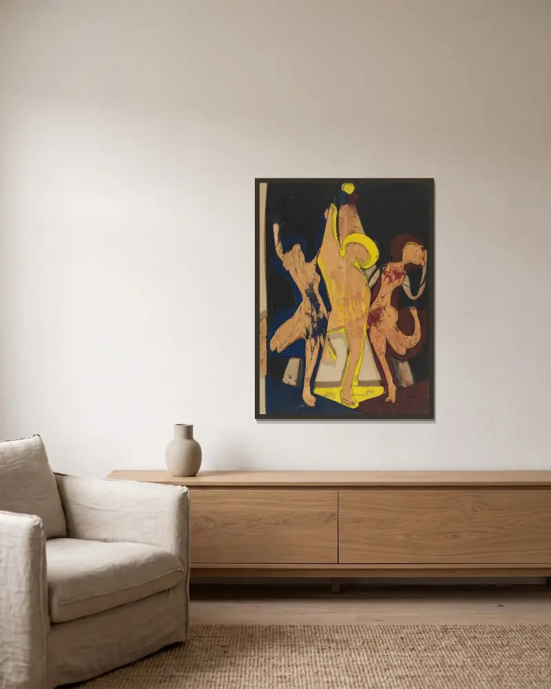 Farbentanz, Farbstock I von Ernst Ludwig Kirchner gerahmt an einer Wand