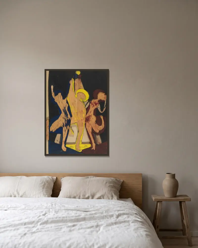 Farbentanz, Farbstock I von Ernst Ludwig Kirchner gerahmt an einer Wand