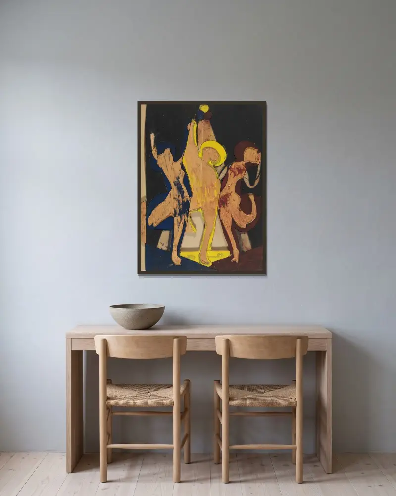 Farbentanz, Farbstock I von Ernst Ludwig Kirchner gerahmt an einer Wand