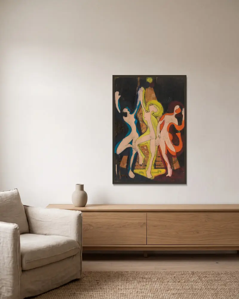 Farbentanz, Farbstock II von Ernst Ludwig Kirchner gerahmt an einer Wand