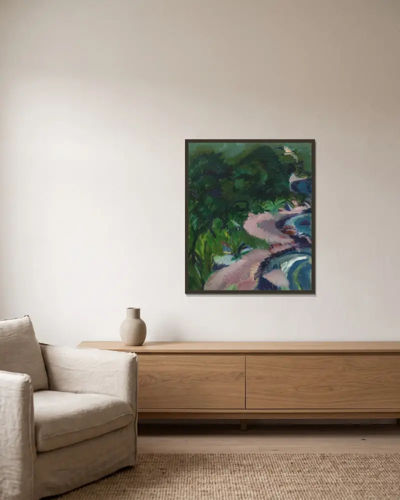 Fehmarnlandschaft von Ernst Ludwig Kirchner gerahmt an einer Wand