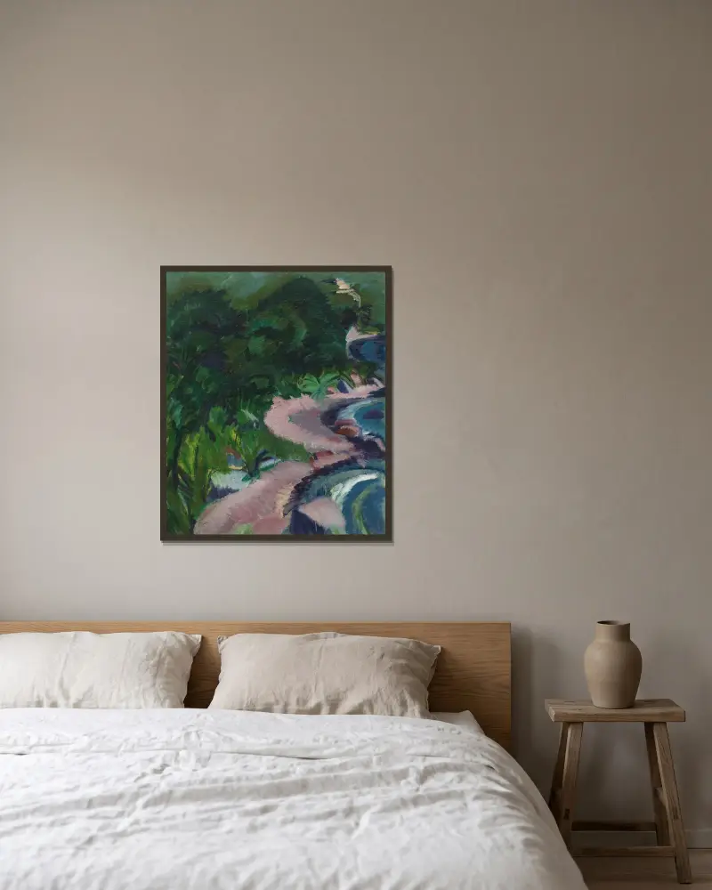 Fehmarnlandschaft von Ernst Ludwig Kirchner gerahmt an einer Wand