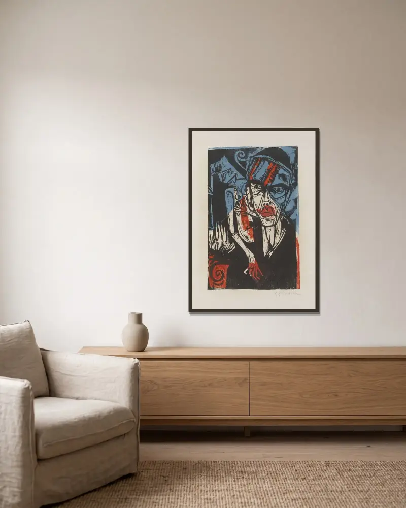Hádky (Lásky trýzeň), Ernst Ludwig Kirchner v rámu na stěně