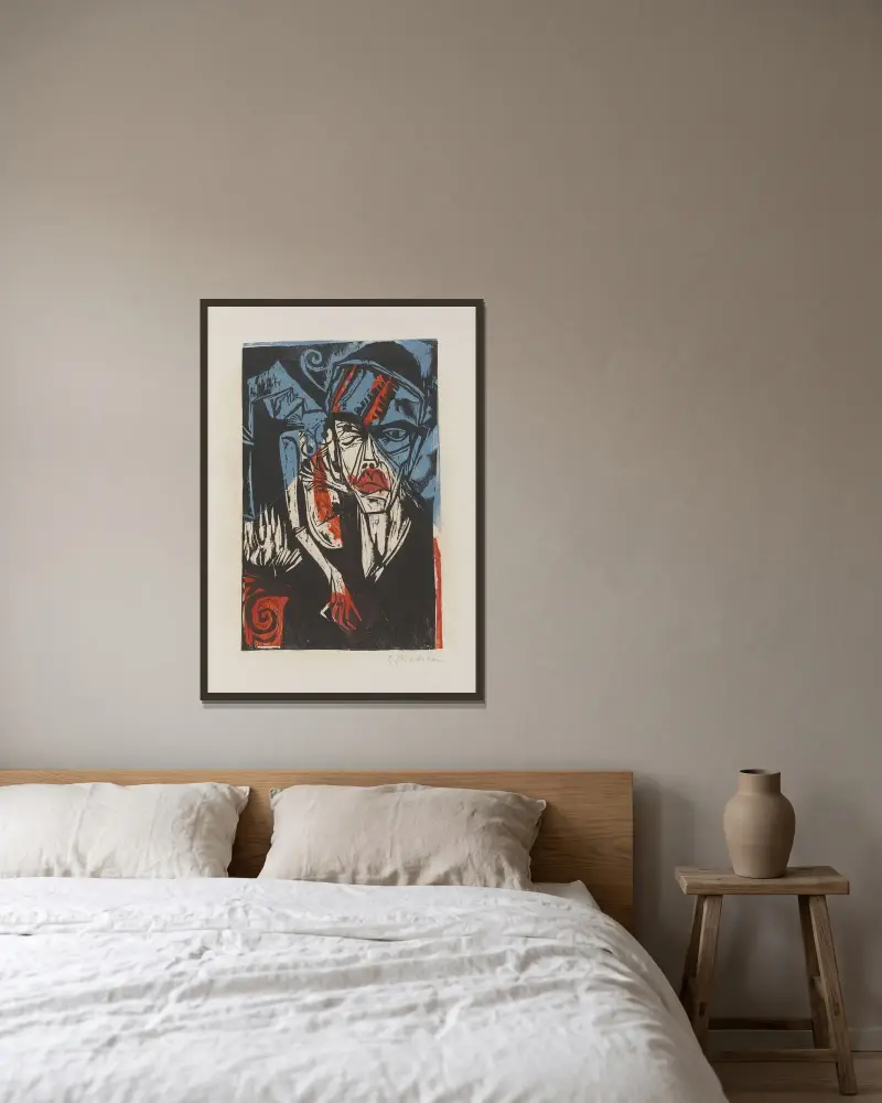 Hádky (Lásky trýzeň), Ernst Ludwig Kirchner v rámu na stěně