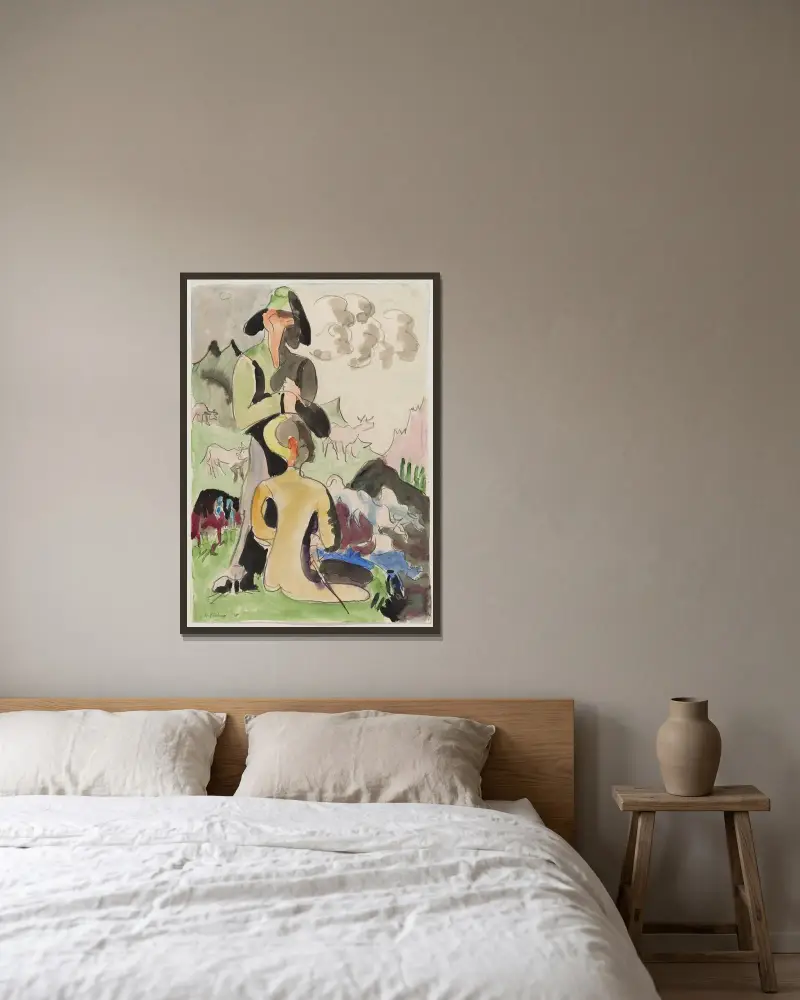 Hirtenknaben von Ernst Ludwig Kirchner gerahmt an einer Wand