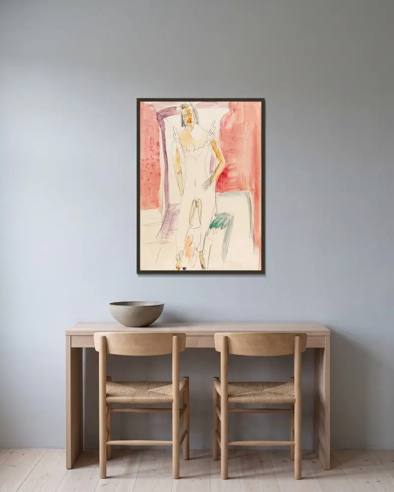 W spodniach (Kobieta w spodniach, Berlin), Ernst Ludwig Kirchner w ramie na ścianie