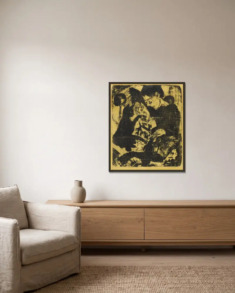 Knabe mit Katze von Ernst Ludwig Kirchner gerahmt an einer Wand