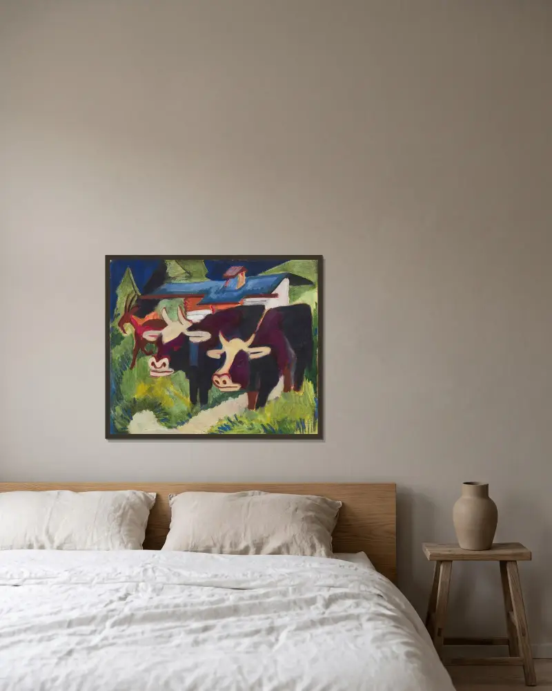 Kühe auf der Alp av Ernst Ludwig Kirchner inramad på en vägg