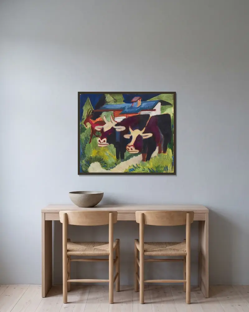 Kühe auf der Alp av Ernst Ludwig Kirchner inramad på en vägg
