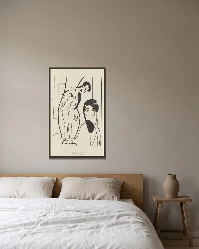 Künstler und Modell von Ernst Ludwig Kirchner gerahmt an einer Wand