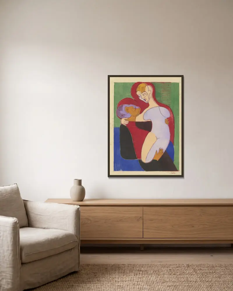 Liebespaar (Elisabeth und Julius Hembus) von Ernst Ludwig Kirchner gerahmt an einer Wand