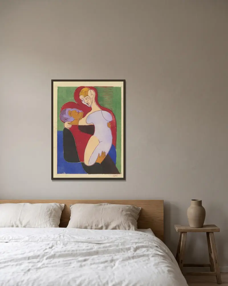 Liebespaar (Elisabeth und Julius Hembus) von Ernst Ludwig Kirchner gerahmt an einer Wand