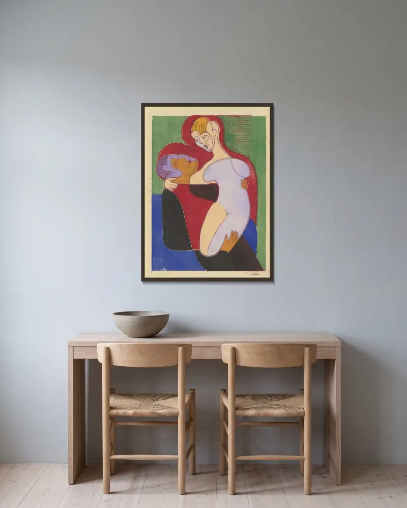Liebespaar (Elisabeth und Julius Hembus) von Ernst Ludwig Kirchner gerahmt an einer Wand