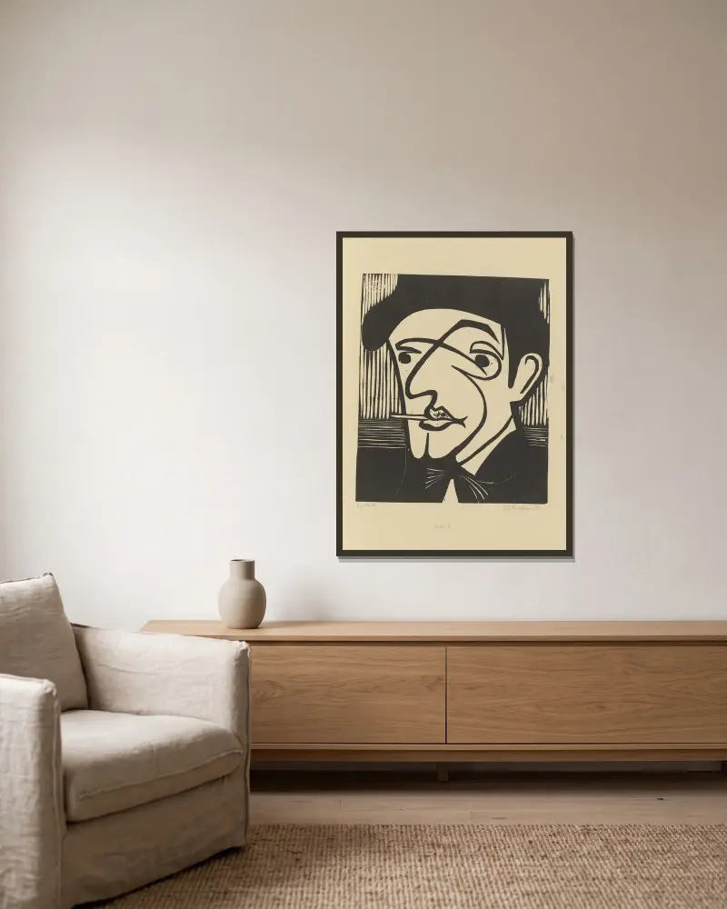 Maler M. von Ernst Ludwig Kirchner gerahmt an einer Wand
