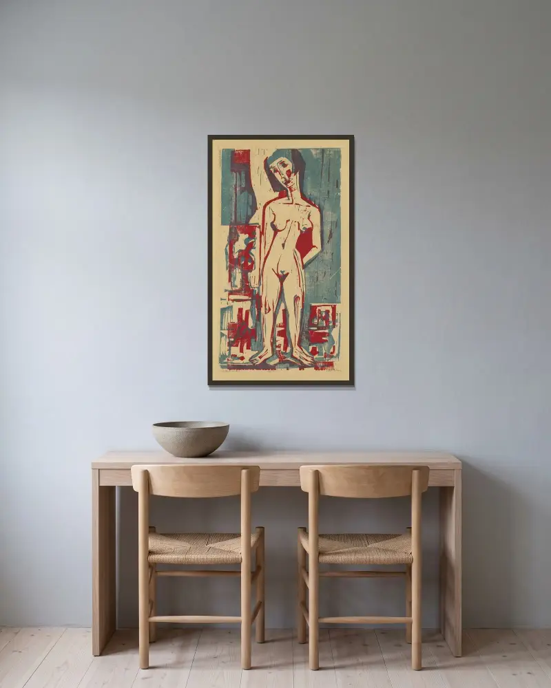 Nackte Lena von Ernst Ludwig Kirchner gerahmt an einer Wand