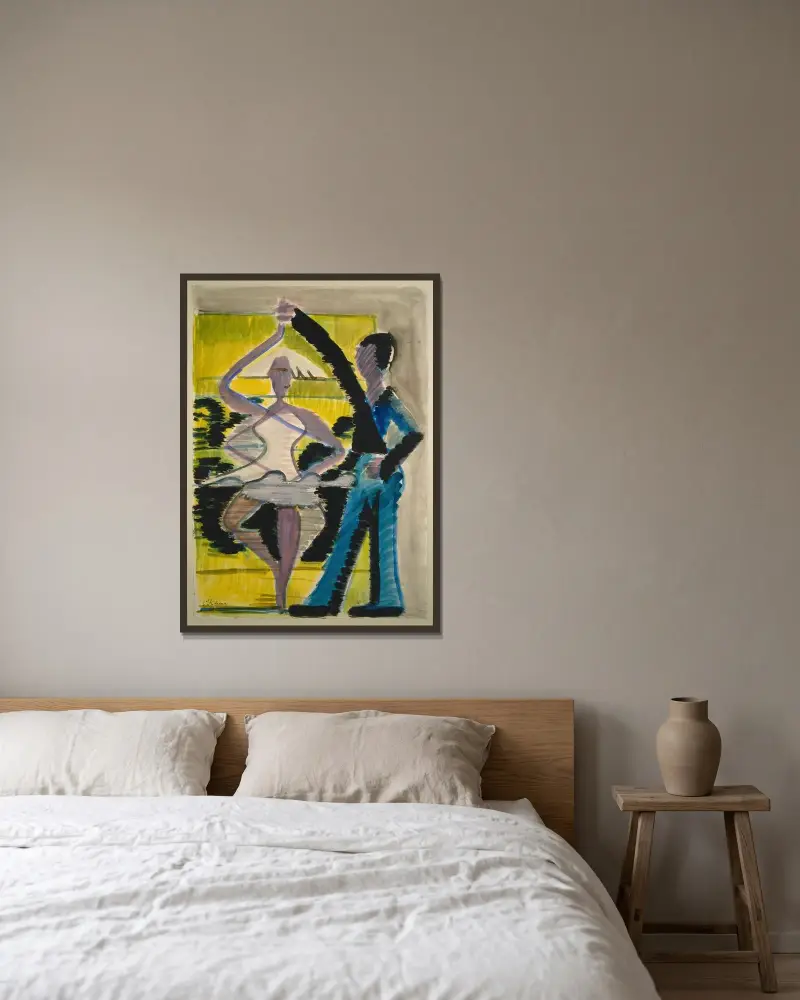 Pirouette tanzende Tänzerin von Ernst Ludwig Kirchner gerahmt an einer Wand