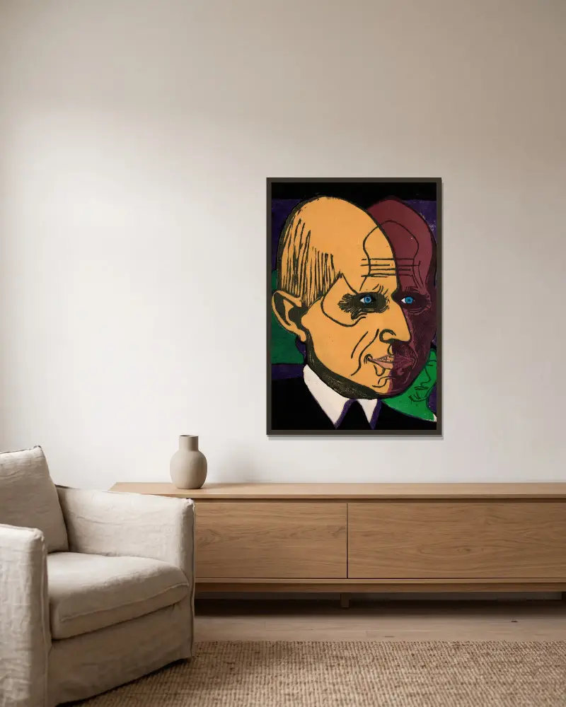 Portrait of Dr. Bauer av Ernst Ludwig Kirchner inramad på en vägg
