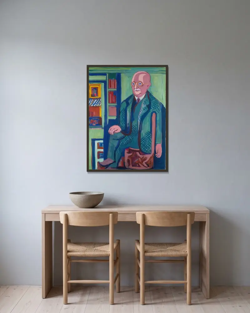 Bildnis Dr. Carl Hagemann von Ernst Ludwig Kirchner gerahmt an einer Wand