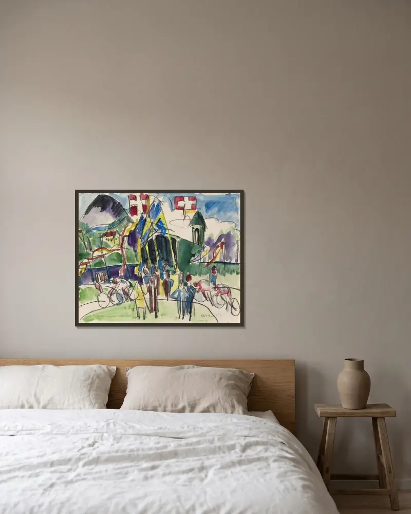 Cyklistický závod, 1923, Ernst Ludwig Kirchner v rámu na stěně