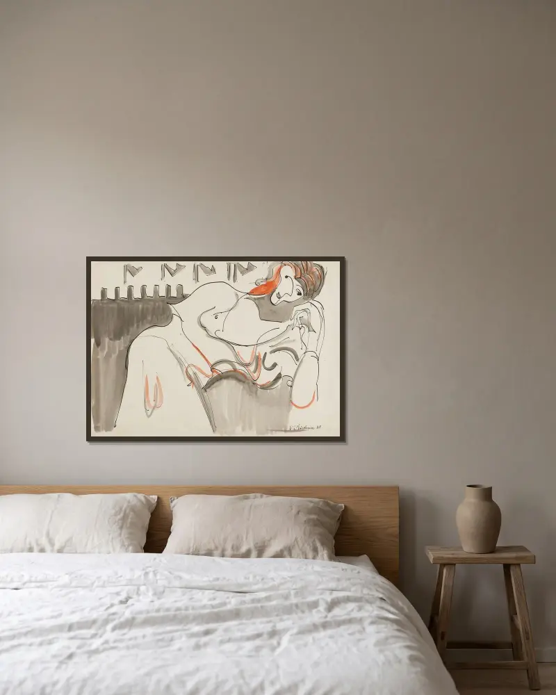 Leżąca kobieta, Ernst Ludwig Kirchner w ramie na ścianie