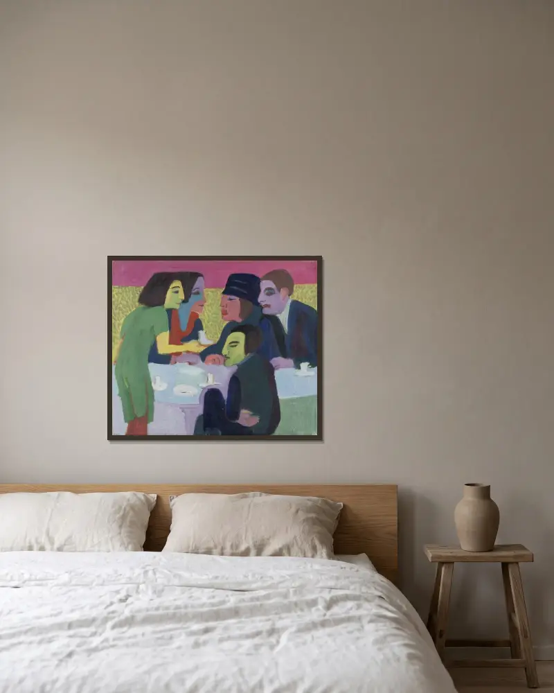 Výjev v kavárně, Ernst Ludwig Kirchner v rámu na stěně