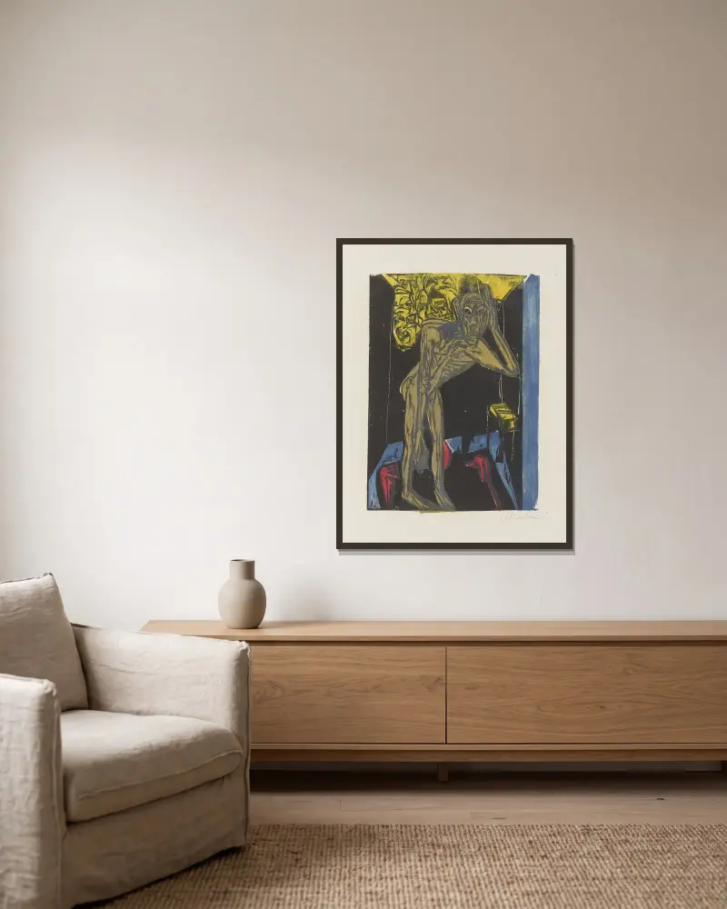 Schlemihl in the Solitude of His Room av Ernst Ludwig Kirchner inramad på en vägg