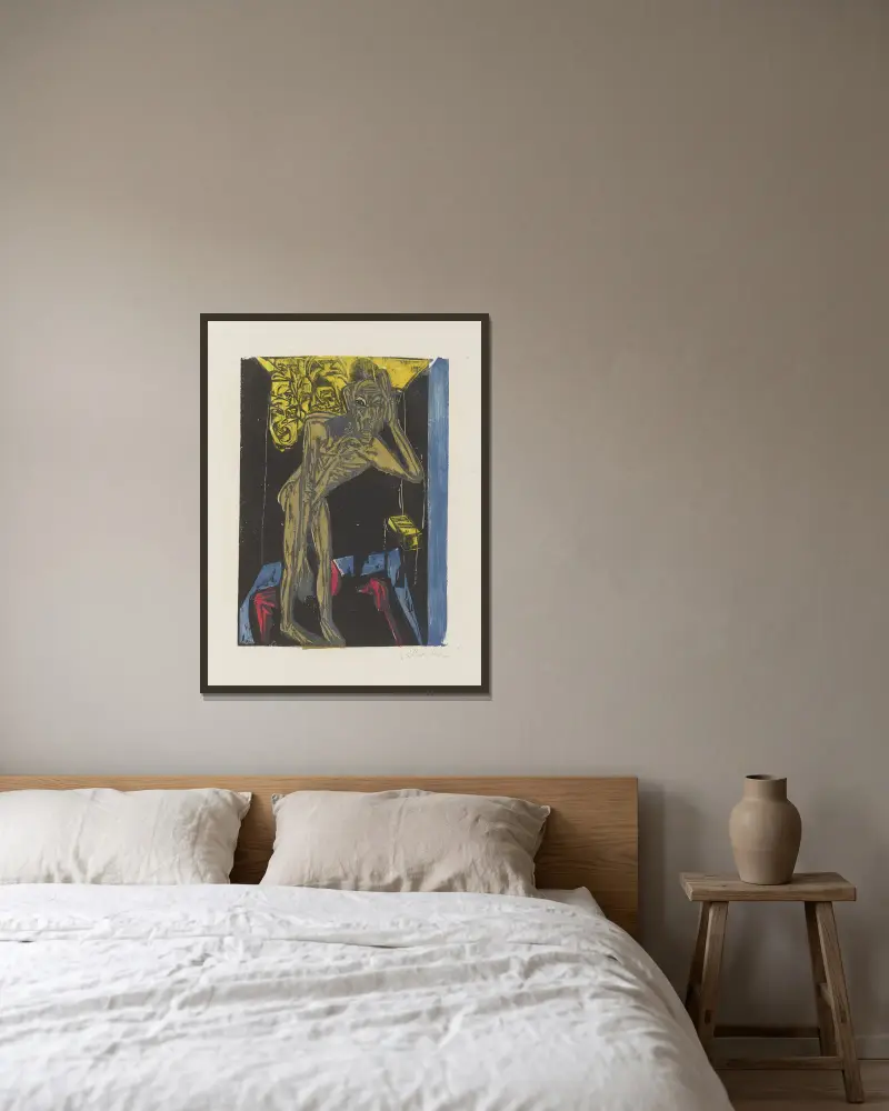 Schlemihl in the Solitude of His Room av Ernst Ludwig Kirchner inramad på en vägg