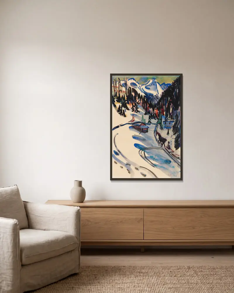 Sertigtal zimą, Ernst Ludwig Kirchner w ramie na ścianie