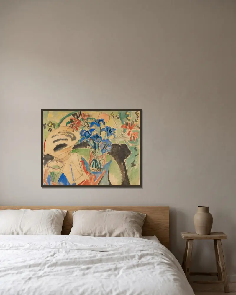 Stilleben mit Enzian und Türkenbund av Ernst Ludwig Kirchner inramad på en vägg